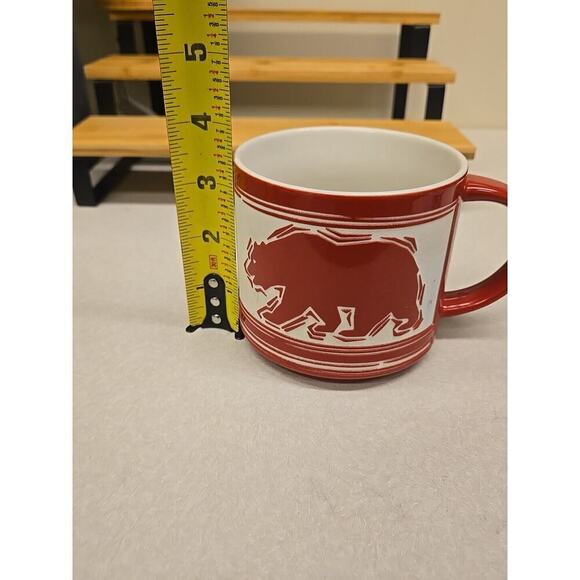 Etched Ceramic Mug California Republic Bear Red Off-White 14 Ounce SF Mercantile - Picture 13 of 15